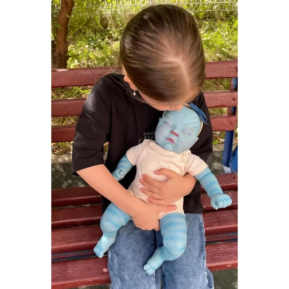 💫 Reborn Baby Doll Blue Skin Realistic Sleeping Soft Cloth Body Complete Toy